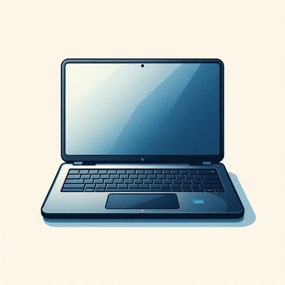 Closed laptop on white background
