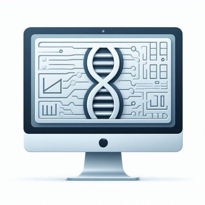 Computer screen with dna symbol