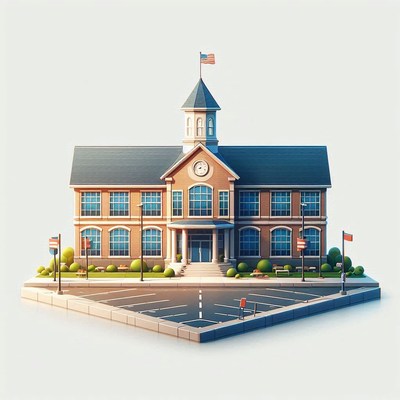 American school building illustration