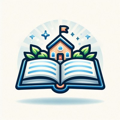 Schoolhouse emerging from book