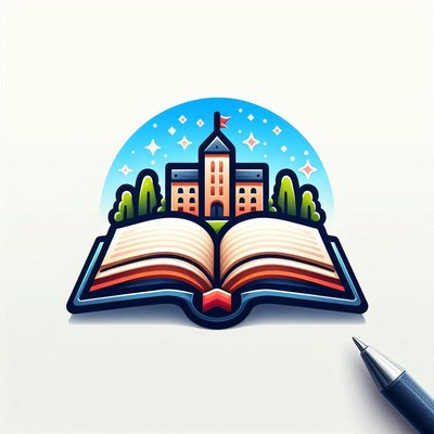 Open book with castle illustration