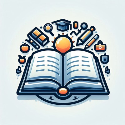 Open book with school supplies