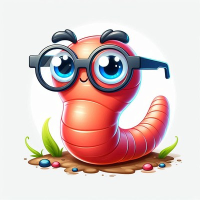 Cute worm wearing glasses