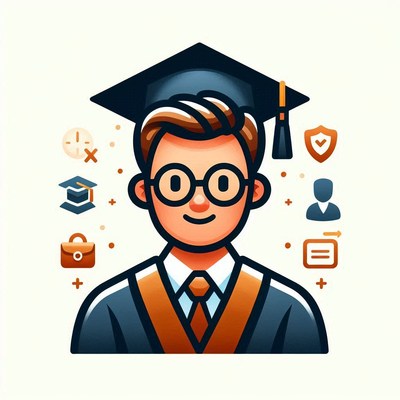 Graduate student with graduation cap