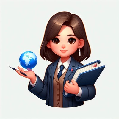 Smiling girl holding globe and book