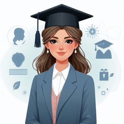 Graduate woman in cap and gown