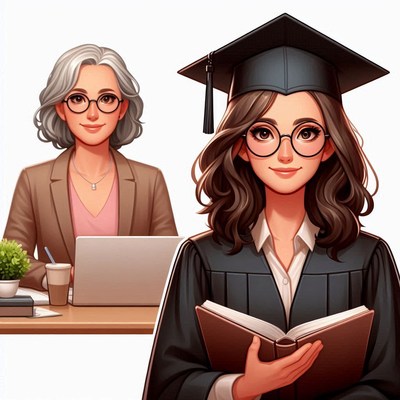 Graduate holding book with mother