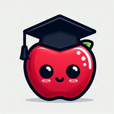 Apple with graduation cap