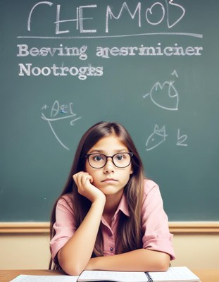 Girl bored in chemistry class