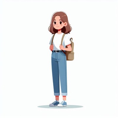 Girl with backpack standing