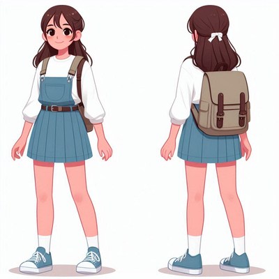 Anime girl in school uniform with backpack