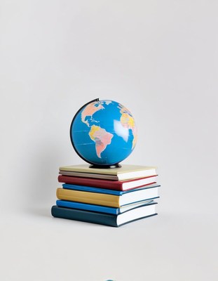 Globe on stack of books