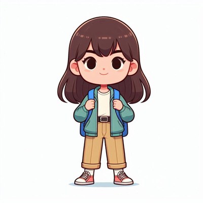 Girl with backpack ready for school