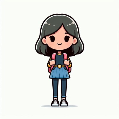Girl with backpack illustration
