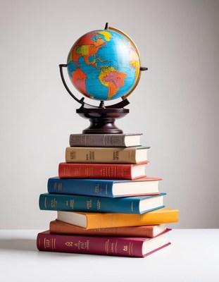 Globe on stack of books