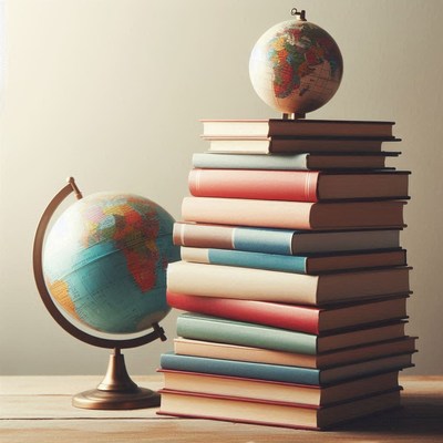 Globe and stack of books