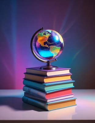Globe on stack of books