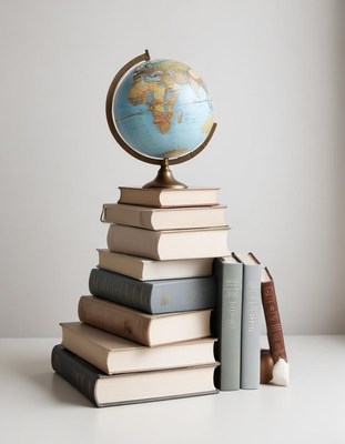Globe on a stack of books