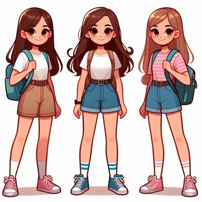Three girls in casual summer outfits