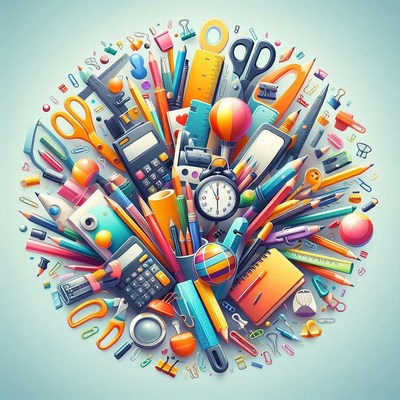 Colorful school supplies