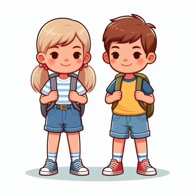 Kids with backpacks ready for school