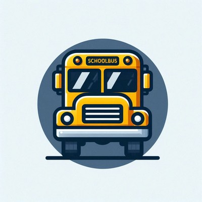 Yellow school bus front view illustration