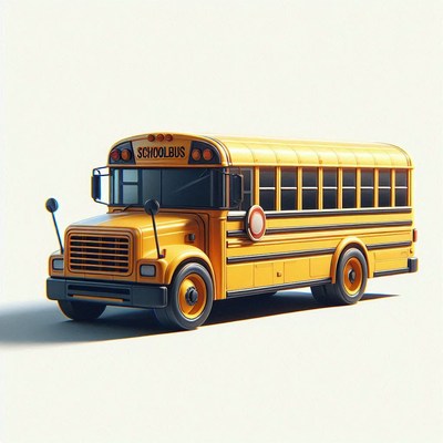 Yellow school bus on white background