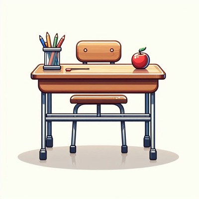 Empty classroom desk