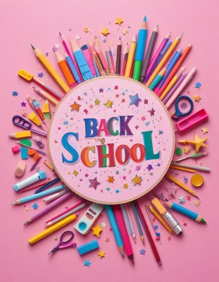 Colorful back to school supplies