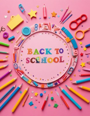 Back to school supplies circle