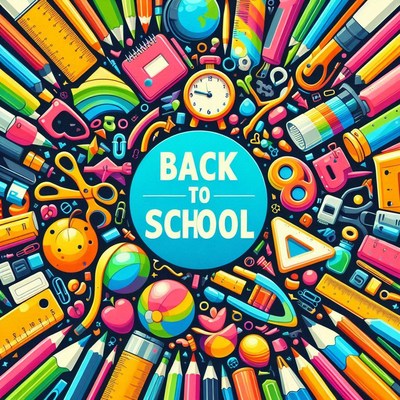 Colorful back to school supplies illustration