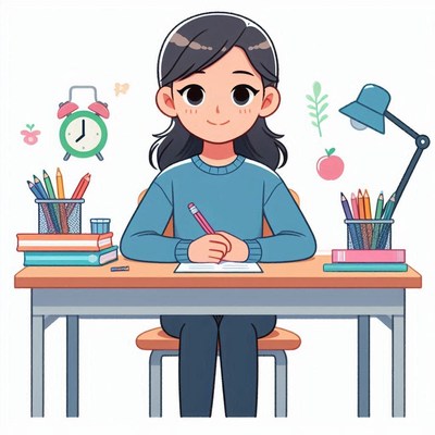 Girl studying at a desk