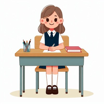 Girl writing at desk