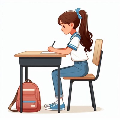 Girl studying at a desk