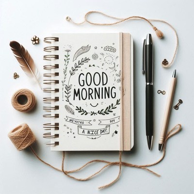 Morning inspiration with notebook and writing tools