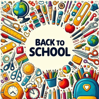 Back to school supplies and accessories illustrated design