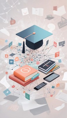 Digital education tools and graduation cap concept