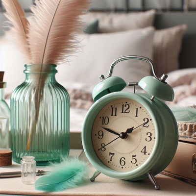 Vintage alarm clock with decorative accents at home