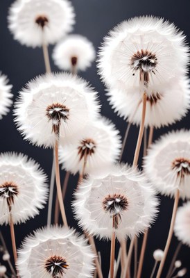 Dandelions in bloom against a dark background