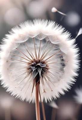 Close-up of dandelion seeds in soft light