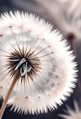 Close-up of a delicate dandelion seed head in nature