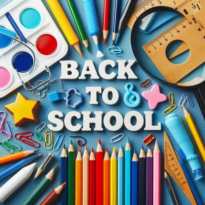 Colorful school supplies for back to school season