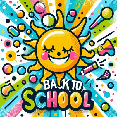 Cheerful sun illustration for back to school theme