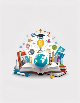 Creative study concept with open books and icons