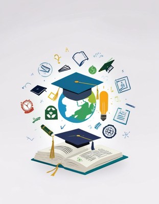 Graduation concepts with globe and educational elements