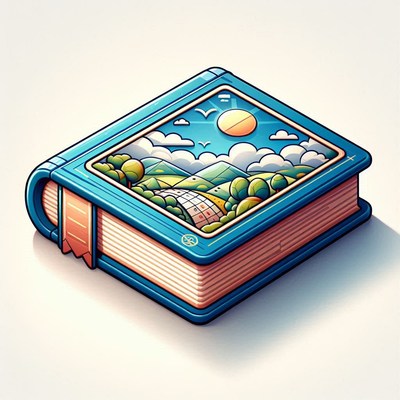 Illustrated book cover featuring scenic landscape design