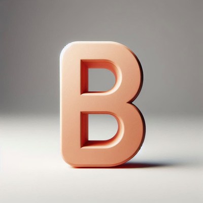 3d copper letter b on neutral background