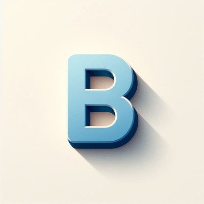 3d light blue letter b against light background