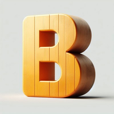 Three-dimensional orange letter b on light background