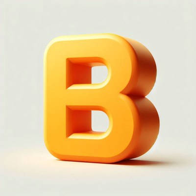Bright orange 3d letter b on neutral background